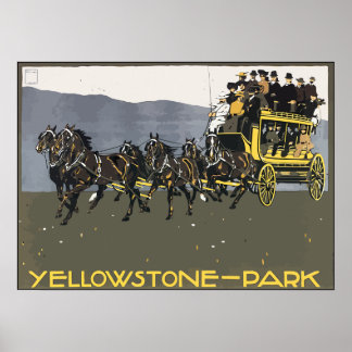 Póster Parque Yellowstone, Vintage