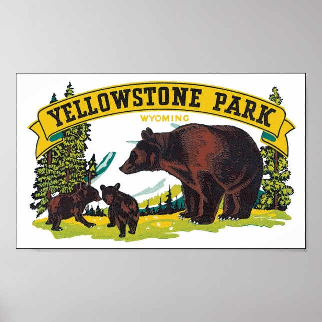 Póster Parque Yellowstone, Wyoming (Frente)