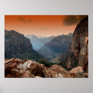 Póster Parque Zion, paisaje natural impresionante de Utah