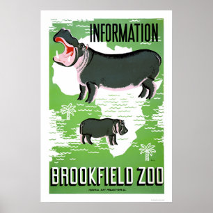 Póster Parque zoológico de Brookfield del hipopótamo WP