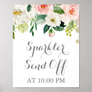 Póster Parqueador de flor blanca rosa despide Poster de R