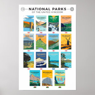 Póster Parques Nacionales de Reino Unido Lista 