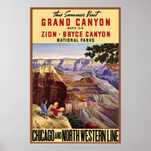 Póster Parques Nacionales Grand Canyon Zion Bryce Unidos