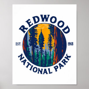 Póster Parques Nacionales y Estatales de Redwood Ca Calif