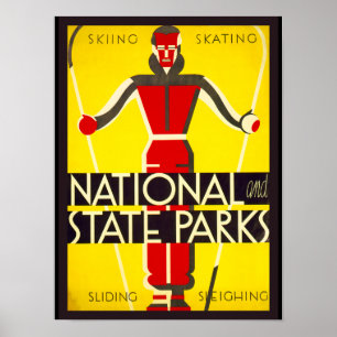 Póster Parques nacionales y estatales, esquí - Dorothy Wa