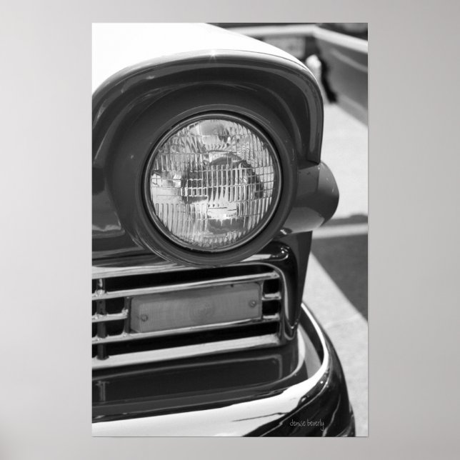 Póster parrilla clásica para faros de coche negro y blanc (Frente)