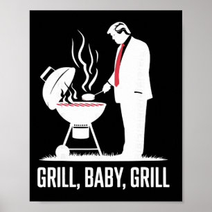 Póster Parrilla Por Parrilla Divertida Silueta De Trump 4