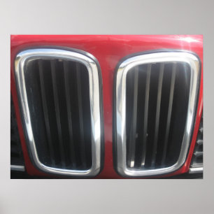 Póster Parrilla roja de BMW 635 CSi (riñones gemelos)