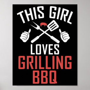 Póster Parrillada A Este Chica Le Encanta Grilling Bbq Ch