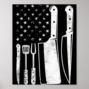 Póster Parrillada bandera de EE. UU. patriótica maestro c