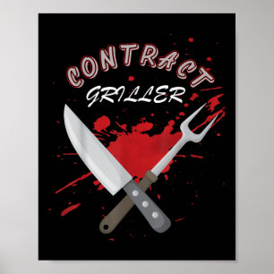 Póster Parrillada de Contratos Funny Grill Barbecue Bbq S