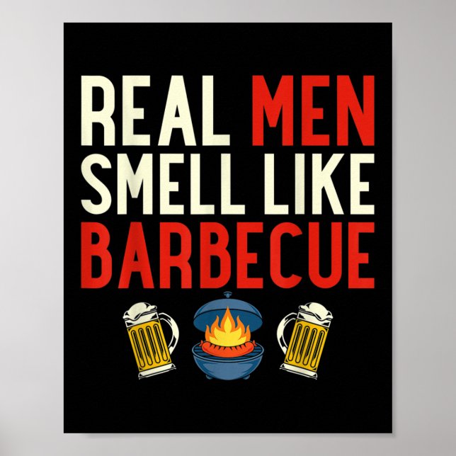 Póster Parrillada De Pescado Funny Chef Bbq Hombres De Ve (Frente)