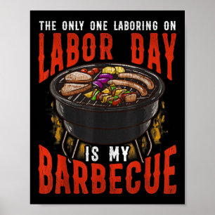 Póster Parrillada divertida del Día del Trabajo en la cam