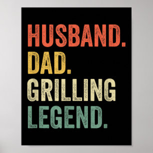 Póster Parrillada Padre Bbq Funny Esposo Grill Dad Leyend