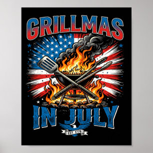 Póster Parrillada Patriótica En Julio Asado Del 4 De Juli
