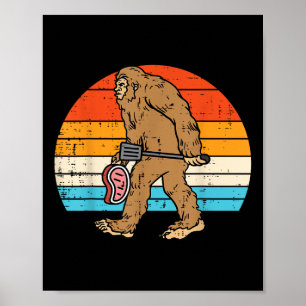 Póster Parrilladas Bigfoot Sasquatch Bbq Retro