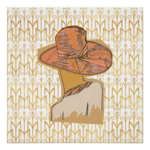 Póster Parsienne Rosa y Oro Art Deco Flapper
