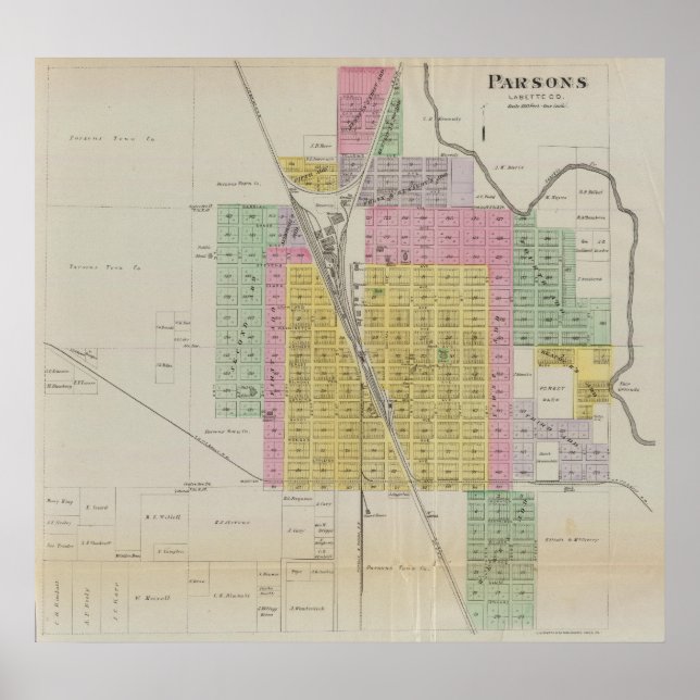 Póster Parsons, Condado de Labette, Kansas (Frente)