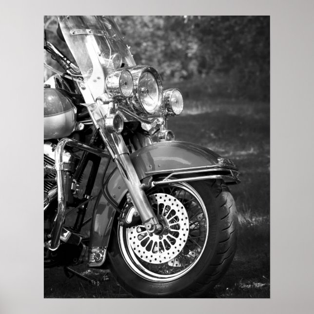 Póster Parte delantera de motocicleta blanca y negra 16x2 (Frente)