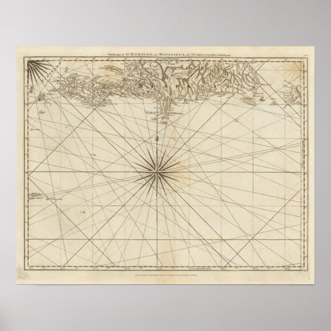 Póster Parte sur de Santo Domingo o Española (Frente)