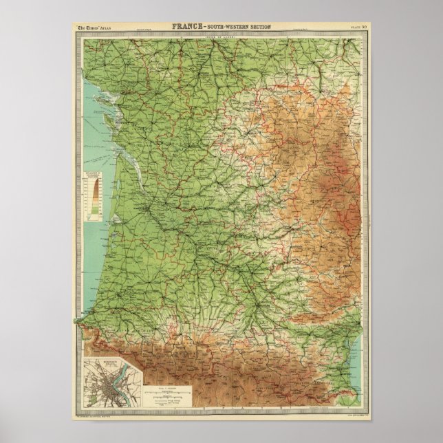 Póster Parte suroeste de Francia: Burdeos (Frente)