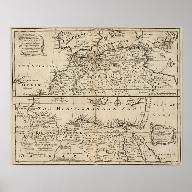 Póster Partes de Barbary, África (Frente)