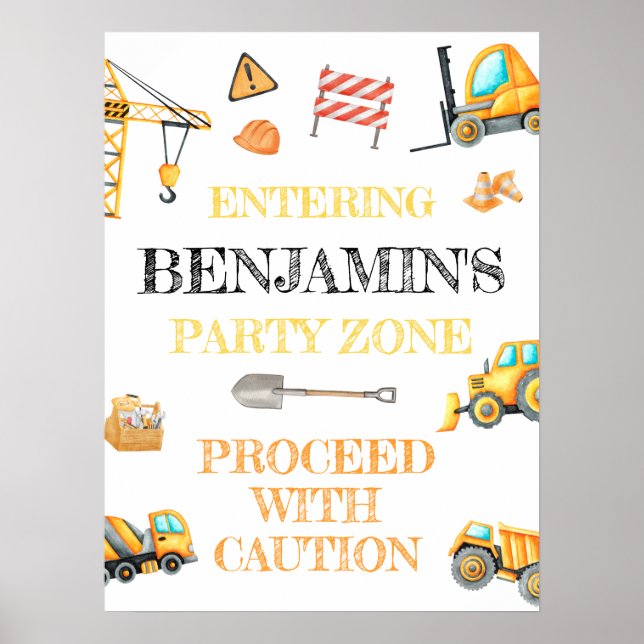 Póster Partida de cumpleaños de construcción de presupues (Frente)