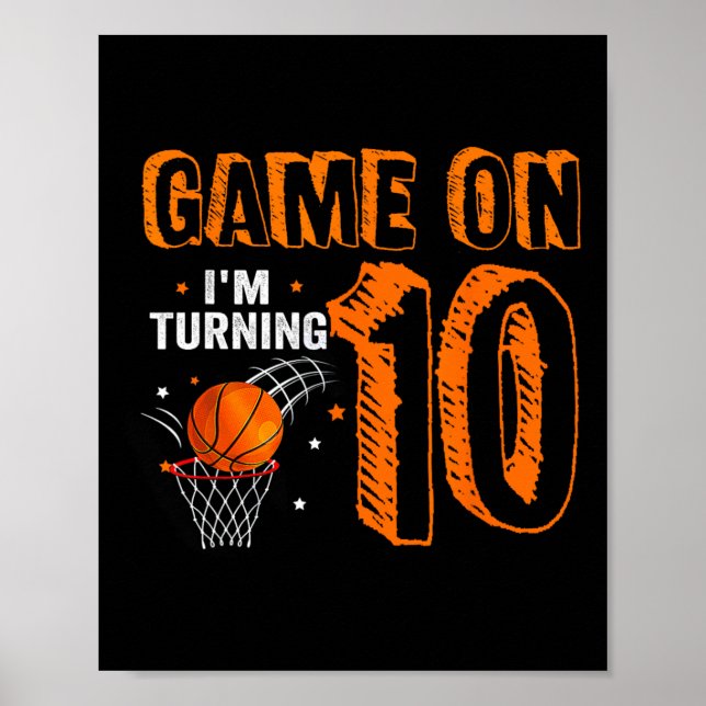 Póster Partida I'm Turning 10 Básquetball 10th Birthday B (Frente)