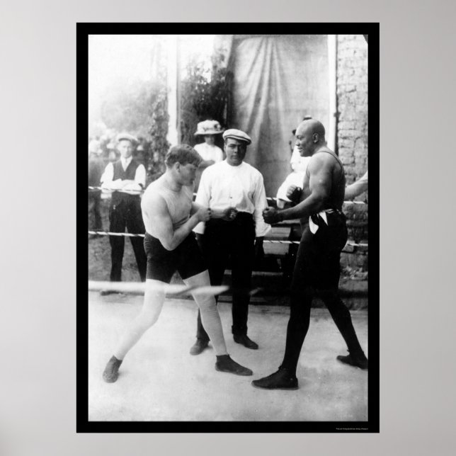 Póster Partido de boxeo de Cutler vs. Johnson 1914 (Frente)