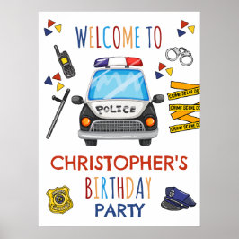 Póster Partido de cumpleaños de invitación de la policía