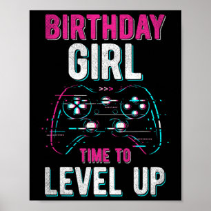 Póster Partido de cumpleaños G de nivel de Chica de cumpl
