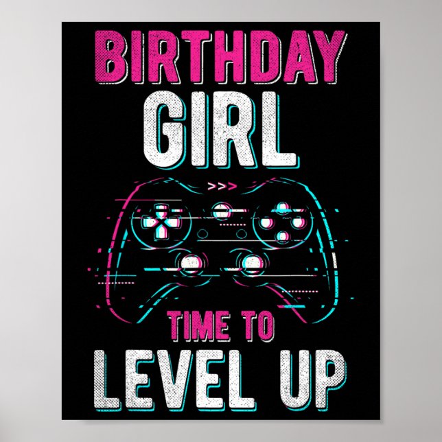 Póster Partido de cumpleaños G de nivel de Chica de cumpl (Frente)