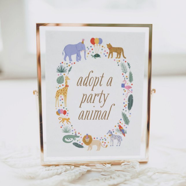 Póster Partido de cumpleaños Safari adopta Rótulo animal  (Subido por el creador)