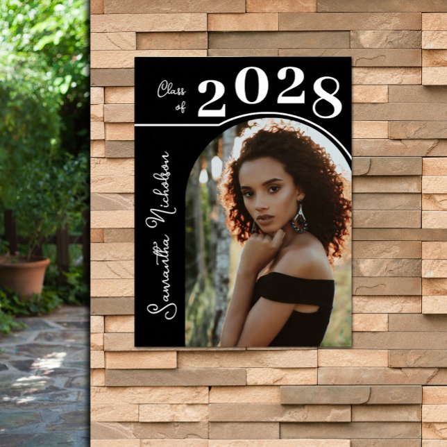 Póster Partido de Graduación de Foto Arco Moderno Negro (Modern arch photo graduation party poster - PRINTED and/or INSTANT DOWNLOAD)