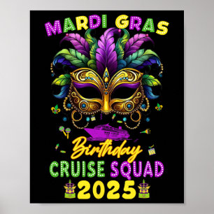 Póster Partido familiar Mardi Gras Birthday Cruise Squad 