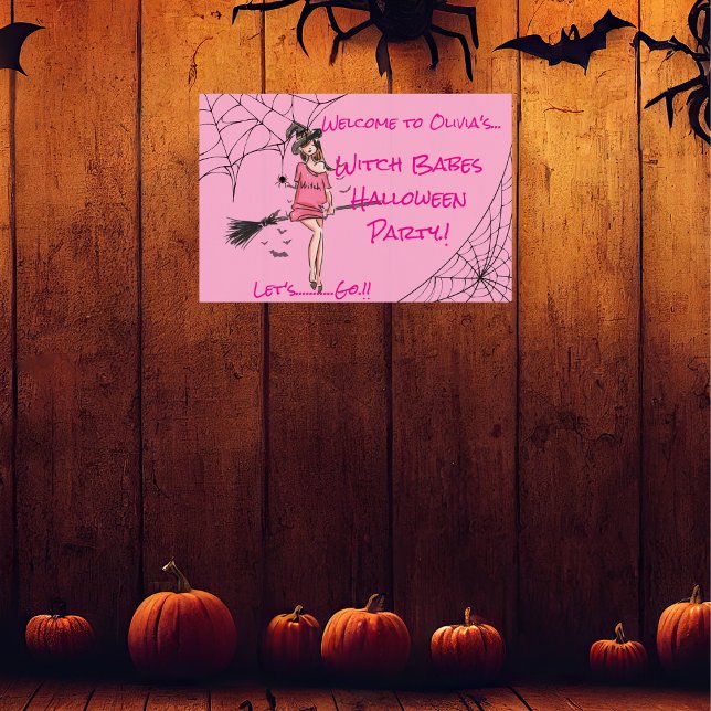 Póster Partido Halloween de Brujas Chicas Adolescentes (Witch Babes Halloween Party Wall Poster)