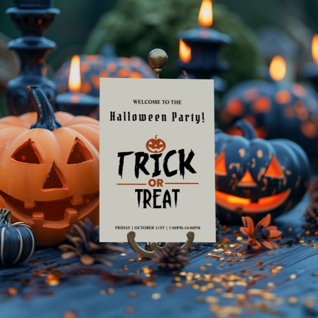 Póster Partido Halloween de Estilo Blanco (White Stylish Halloween Party Poster)