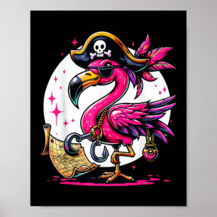 Póster Partido Halloween del Flamingo Rosa Pirata - Jolly