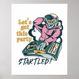 Póster Partido Retro Halloween de DJ Musical Zombie