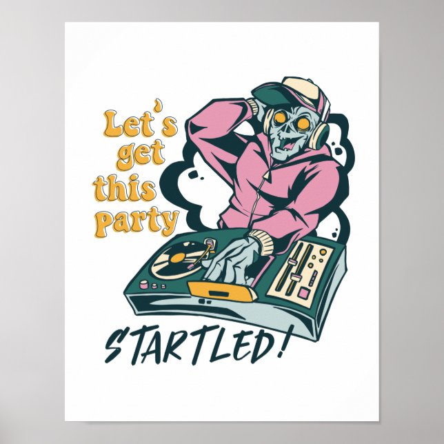 Póster Partido Retro Halloween de DJ Musical Zombie (Frente)