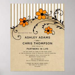 Póster "Partners in Life Modern Boho Certificado de Boda
