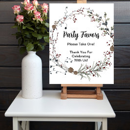 Póster Party Favor baby ducha winterberry flores silvestr