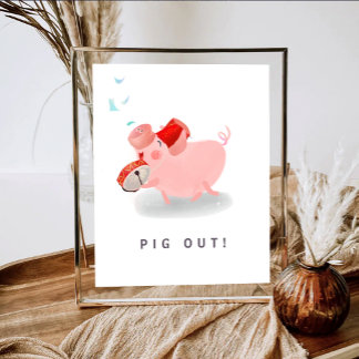 Póster Party Pig Out Sign