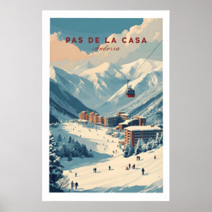 Póster Pas de la Casa Winter Village y estampado de pista