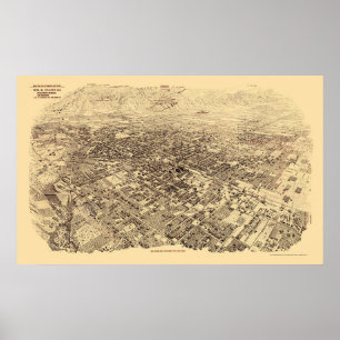 Póster Pasadena, CA Mapa Panorámico - 1903
