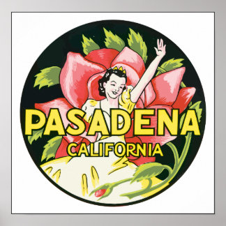 Póster Pasadena California, Vintage