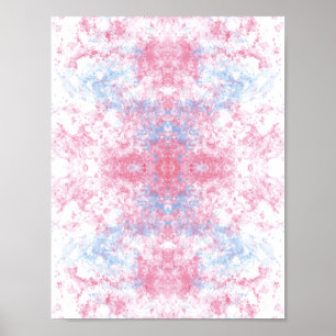 Póster Pasado Soñador Rosa Pastel y Azul Acuarela Abstrac