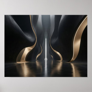 Póster Pasaje arquitectónico de lujo en lienzo negro y do