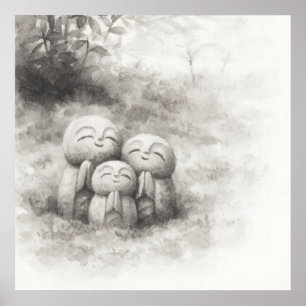 Póster Pasaje Silencioso: Pintura de Tinta Armonía Wabi-S