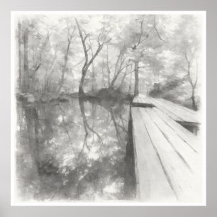 Póster Pasaje Silencioso — Pintura de Tinta Reflexión Wab